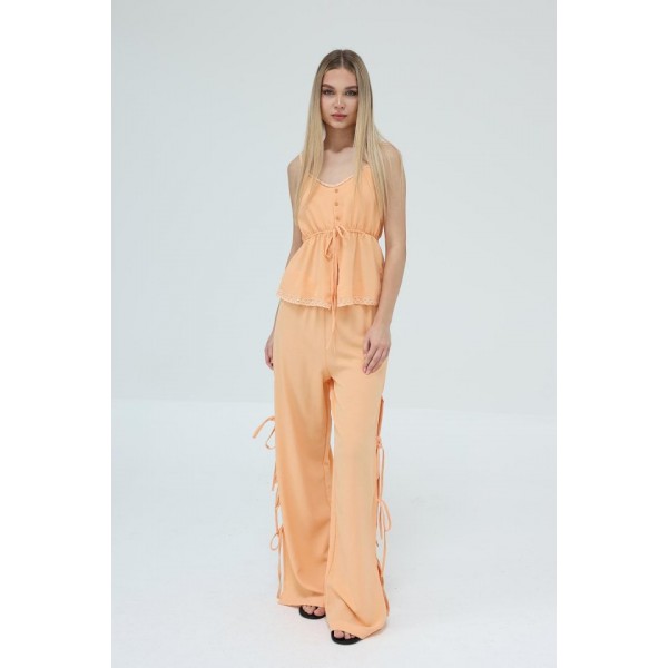 Fiyonklu Bluz Takım - Kavuniçi