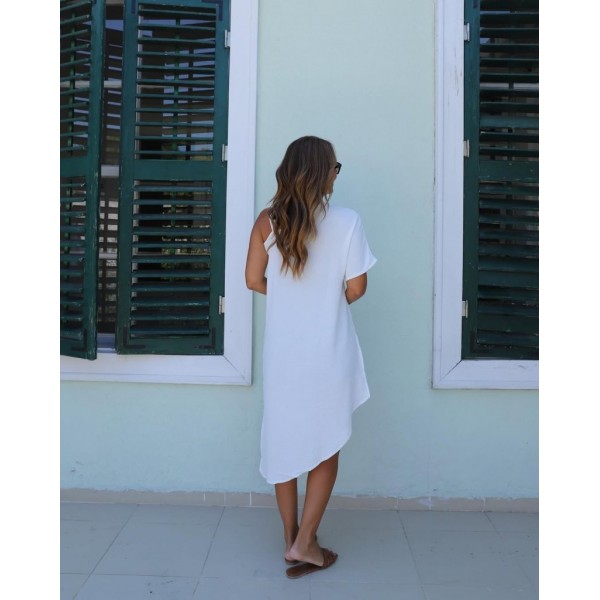 Kadın Tek Omuzu Açık Askılı Asimetrik Kesim Detaylı Bluz