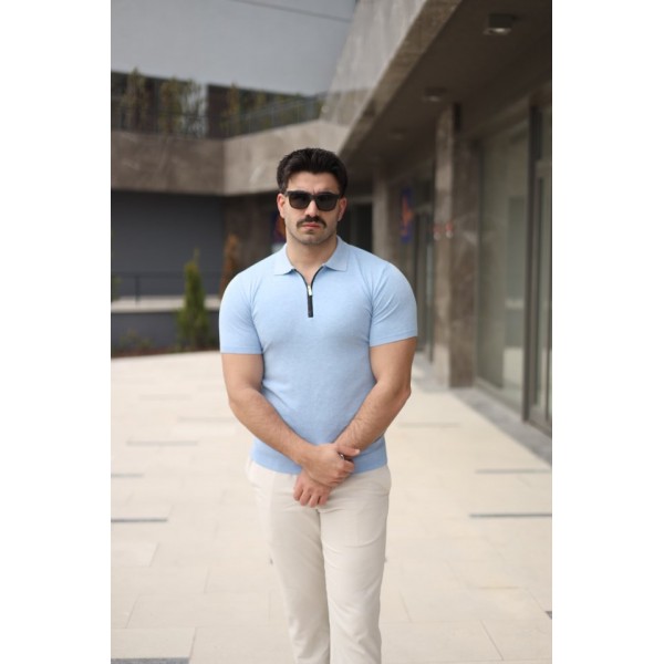 Erkek Polo Yaka Fermuar Detaylı Tişört