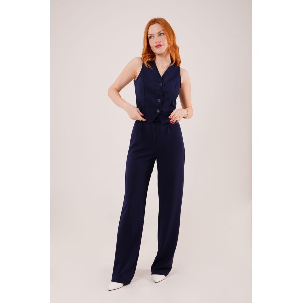 Önü Düğmeli Lacivert Yelek