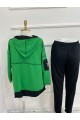 Kadın Yeşil Kapşonlu Etek Ucu Detay Arma Ters Dikiş Gorunumlu Ikili Takım