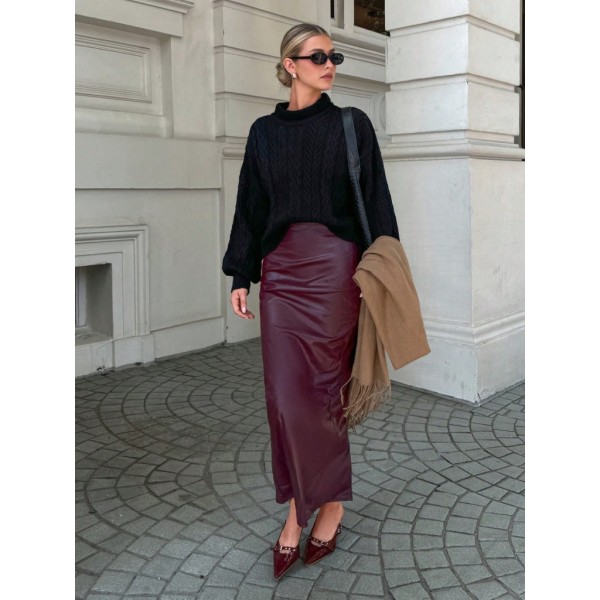 Uzun Kollu Yarı Balıkçı Yaka Triko Bluz