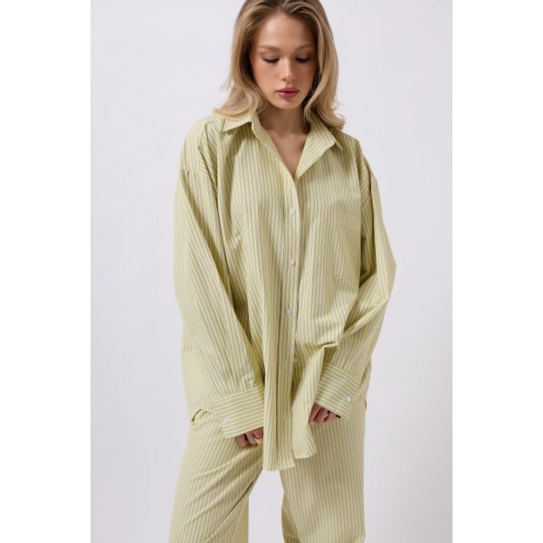 Çizgili Cep Detay Gömlek