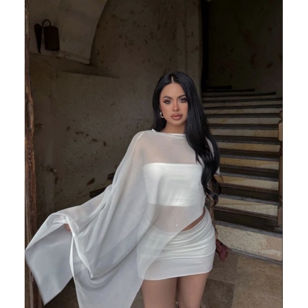 Kadın Transparan Detay Büstiyer Ve Etek Takım