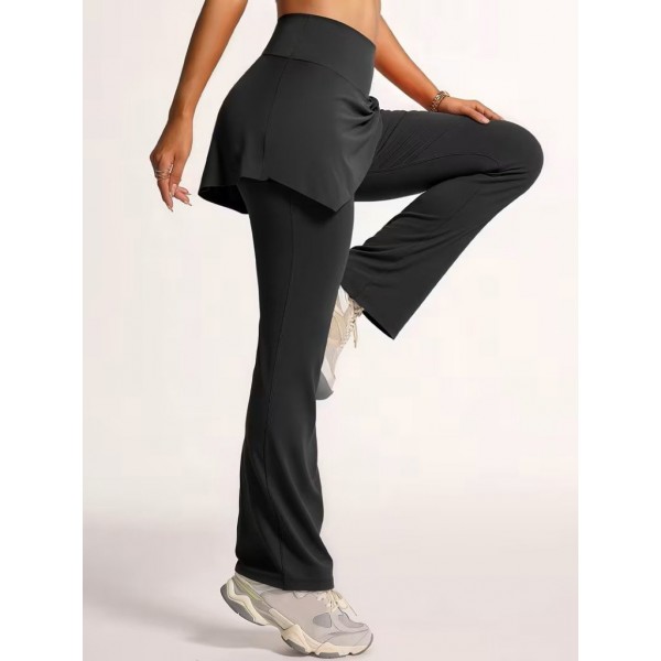 Kadın Yüksek Belli Yandan Büzgülü Paçaya Doğru Geniş Dalgıç Tayt