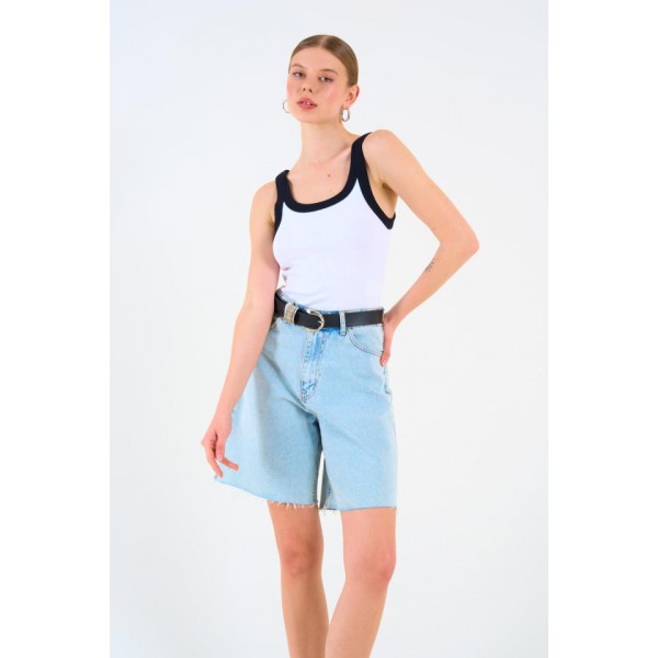 İki Renkli Atlet - Beyaz-Siyah