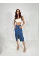 6478 DENİM MIDI SLIT SKIRT-MAVİ
