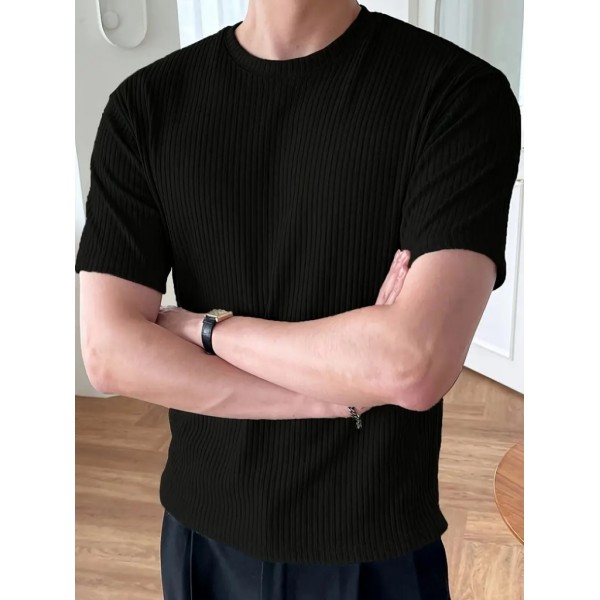 Erkek Kısa Kollu Bisiklet Yaka Triko Tişört