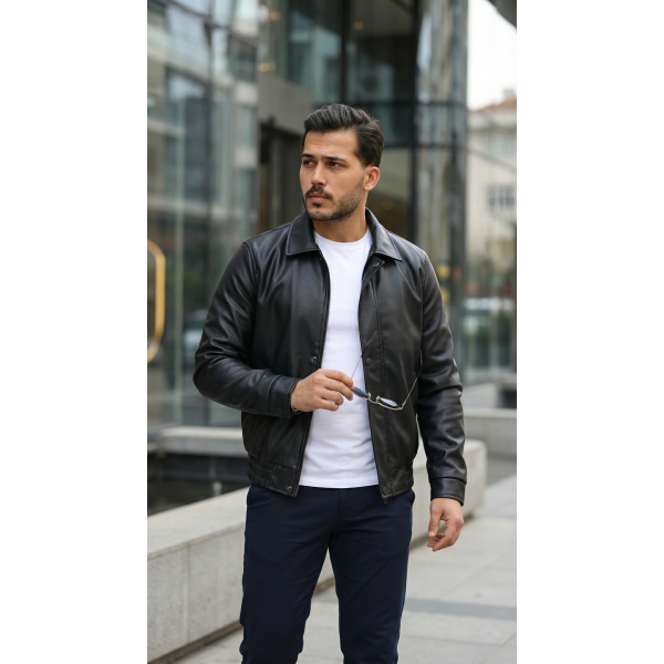 Erkek Astarlı Deri Ceket