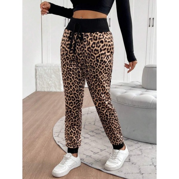 Kadın Yüksek Bel Bağcıklı Desenli Iki Iplik Pantolon