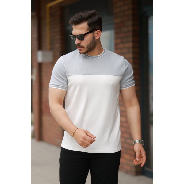 Erkek Parçalı Renk Kısa Kollu Tişört