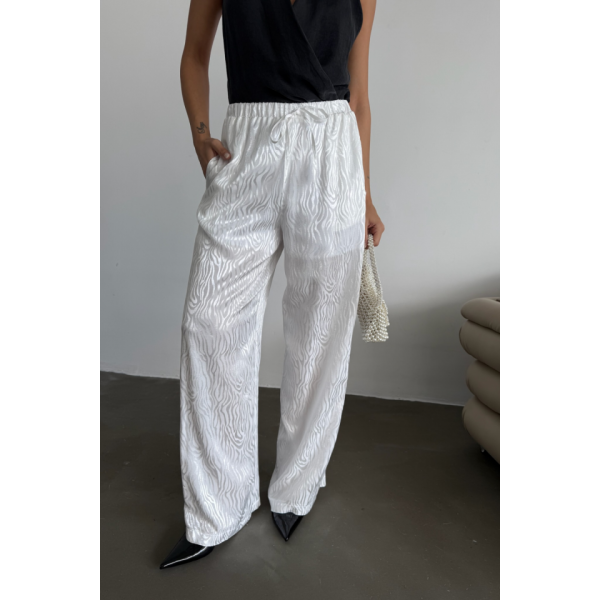 JAKAR SATEN PANTOLON - Beyaz