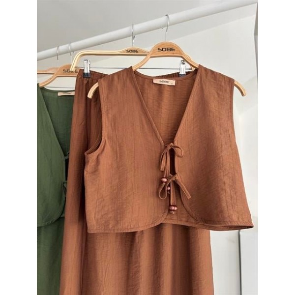 Yelek Önden Bağlamalı Uzun Etekli Takım 10192