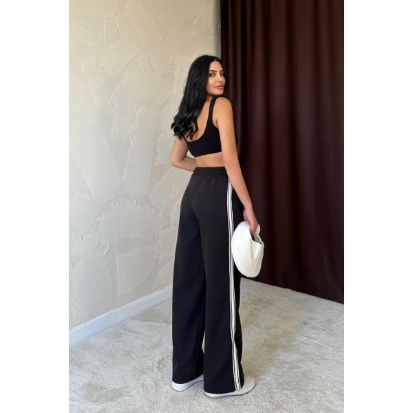 Siyah Yanları Şeritli Pantolon