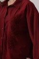 Boncuk Nakış Detaylı Uzun Gömlek - Bordo