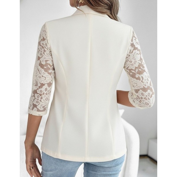 Kadın Uzun Kollu Truvakar Kol önden Düğmeli Cepli Dantelli Atlas Ceket