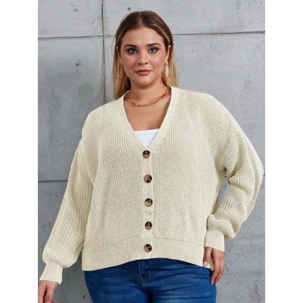 Kadın Beş Düğme Büyük Beden Triko Hırka