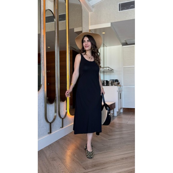 Kadın Askılı Yuvarlak Yakalı Viskon Elbise