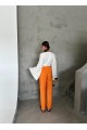 BEL LASTİK DETAYLI MODAL KUMAŞ PANTOLON - Orange