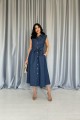 Mavi Tencel Çıtçıtlı Elbise