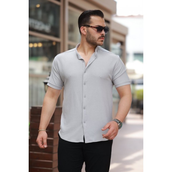 Erkek Hakim Yaka Kısa Kollu Gömlek