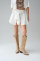 Gömlek Bağlamalı Şort - Krem