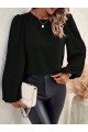 Kadın Uzun Kollu Yuvarlak Yaka Arkadan Bağcıklı Salaş Ithal Krep Bluz