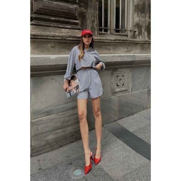 Volerie Çizgili Şortlu Takım 9342-17