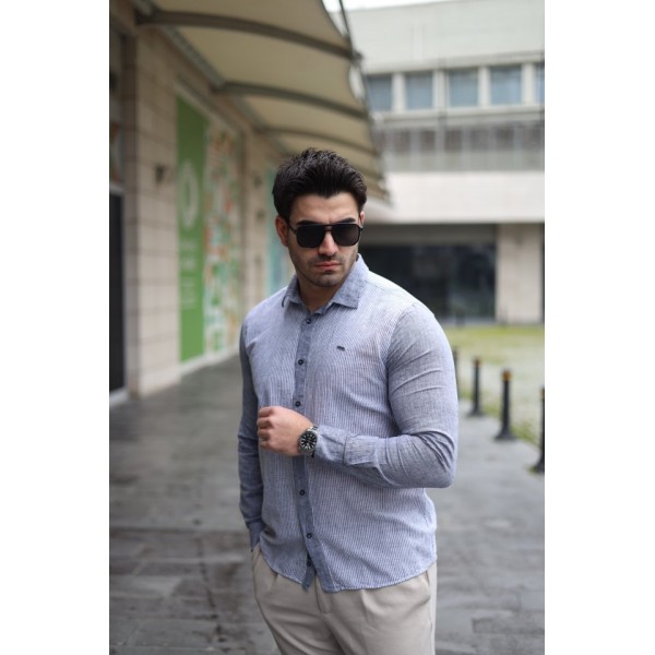 Erkek Pamuklu Keten Kumaş Gömlek