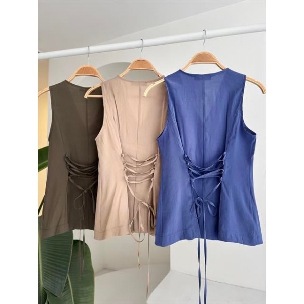 Arkası Bağcıklı Yelek Plazza Pantolon Modal Takım 10202-08