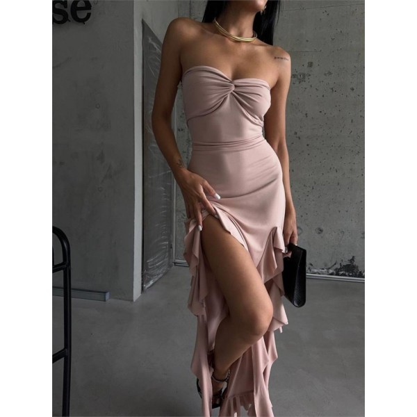 STRABLEZ SANDY ELBİSE YANLARI KATLI - Bej