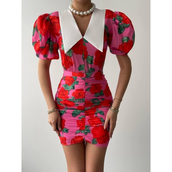 Perast Çiçek Detaylı Elbise