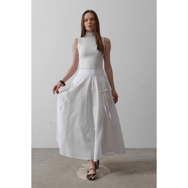 Fiyonk Kloş Etek - Beyaz