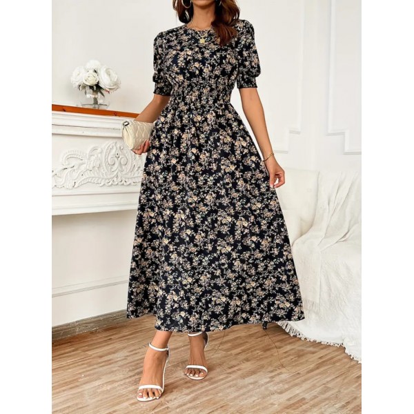 Kadın Yarım Kollu Bisiklet Yaka Kol Ve Bel Gipe Detay Süprem Elbise