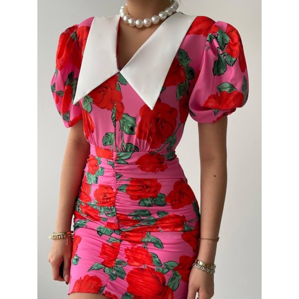 Perast Çiçek Detaylı Elbise