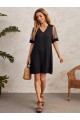 Kadın Tüllü Kısa Kollu V Yaka Krep Elbise