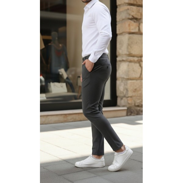 Erkek Slim Fit Likralı Gabardin Pantolon