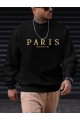 Erkek Uzun Kollu Bisiklet Yaka Paris Yazılı Iki Iplik Sweat