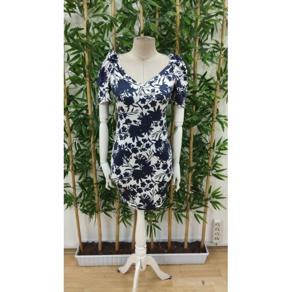 Kadın Kısa Kollu Kruvaze Yakalı çiçek Baskılı Süprem Elbise