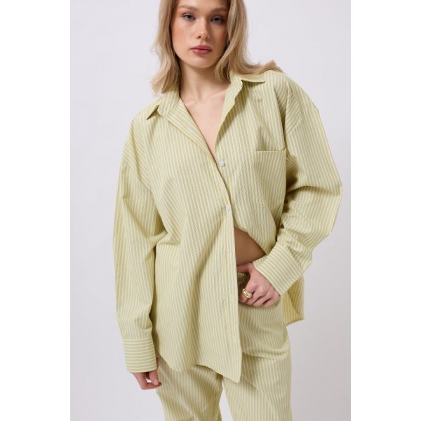 Çizgili Cep Detay Gömlek