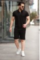 Erkek Yakalı Fermuarlı T-shirt şort Ikili Takım