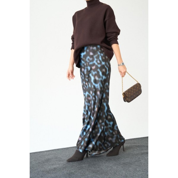 Uzun Saten ETEK - Siyah-Mavi