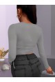 Kadın Uzun Kollu Yanlar Büzgü Detay Kaşkorse Crop