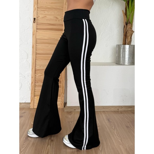 Kadın Yüksek Bel şerit Detaylı Ispanyol Paçalı Dalgıç Pantolon