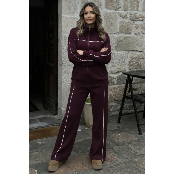 Kadın Uzun Kollu önden Fermuarlı Bluz Ve Pantolon Modal Ikili Takım