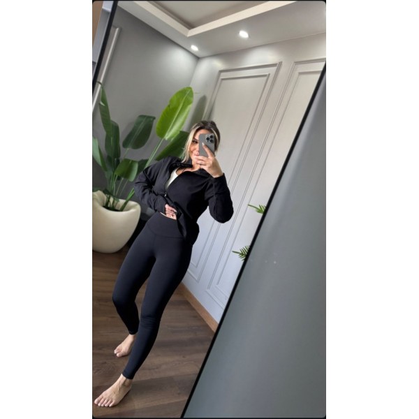 Kadın Full Likralı Ceket Ve Yüksek Bel Tayt Ikili Takim