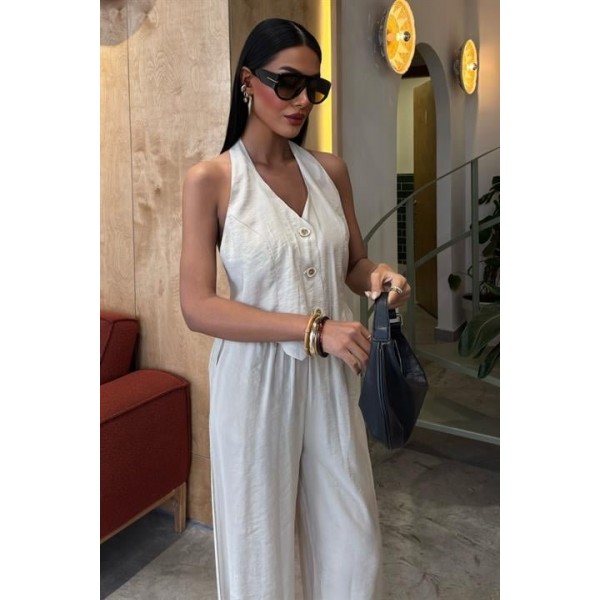 Halter Yaka Yelekli Modal Takım 10144