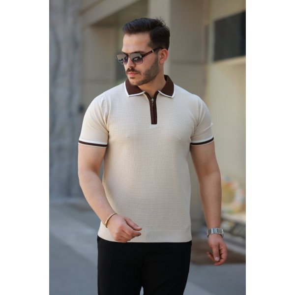 Erkek Renkli Yaka Kısa Kollu Tişört