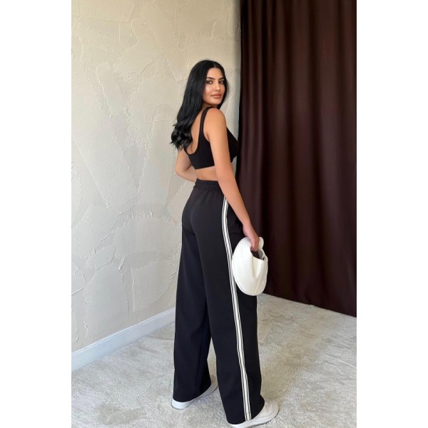 Siyah Yanları Şeritli Pantolon