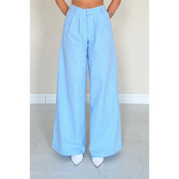 Mavi Önü Tek Düğmeli Ceket Pantolon Takım